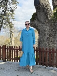 Hera Etek ucu fırfır elbise Mavi