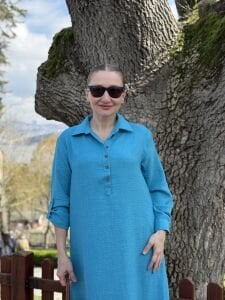 Hera Etek ucu fırfır elbise Mavi