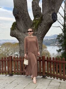 Afili Sandy Pile etek takım Camel