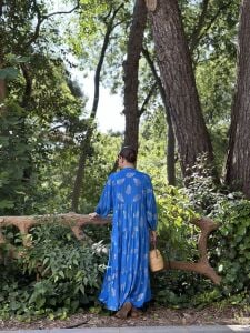 Mavi Defne Varaklı Viskon katleya