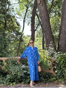 Mavi Defne Varaklı Viskon katleya