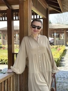 Viskon düz katleya elbise taş