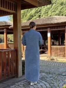 Yarım Fermuarlı kot elbise mavi