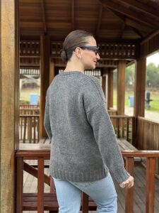 Kalp yumoş kazak gri