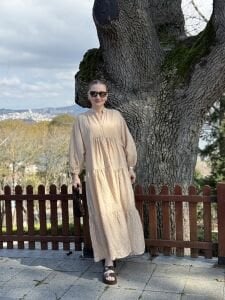 Tensel pamuk krinkıl Katleya elbise Taş