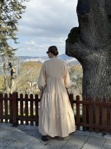 Tensel pamuk krinkıl Katleya elbise Taş