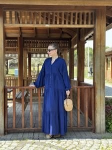 Viskon düz katleya elbise lacivert