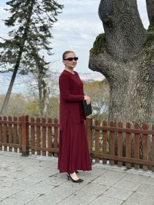 Afili Sandy Pile etek takım bordo