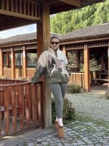 Bej geyik tasarım polar