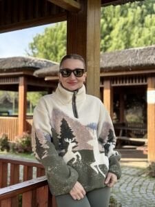 Bej geyik tasarım polar