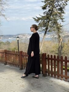 Afili Sandy Pile etek takım siyah