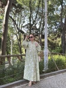 Gülce modal katleya elbise yeşil