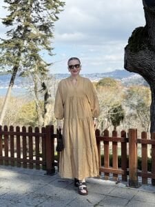 Tensel pamuk krinkıl Katleya elbie Camel