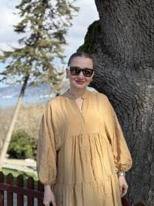 Tensel pamuk krinkıl Katleya elbie Camel