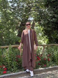 A.akay Kimono Keten Takım Kahve