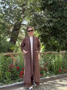 A.akay Kimono Keten Takım Kahve