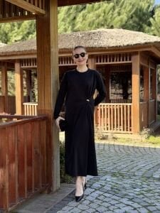 A.akay İpek Oysho Tokalı elbise Siyah