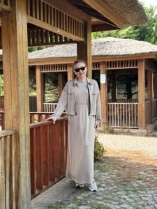 Taş üst çift cepli Oysho Elbise 2 li takım