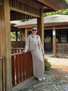 Taş üst çift cepli Oysho Elbise 2 li takım