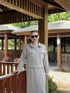 Taş üst çift cepli Oysho Elbise 2 li takım