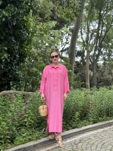 Çilek Pamuk tensel elbise pembe