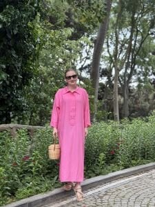 Çilek Pamuk tensel elbise pembe