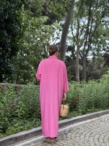Çilek Pamuk tensel elbise pembe