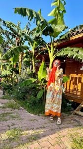 Turuncu pastel orijinal tasarım katleya elbise