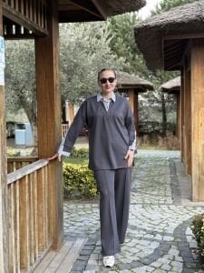 Antrasit Gömlek yakalı Modal takım