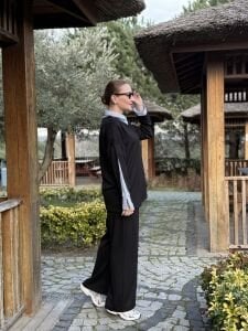 Siyah Gömlek yakalı Modal takım