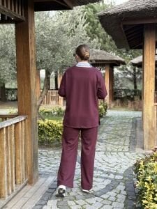 Bordo Gömlek yakalı Modal takım