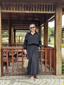 Tensel pamuk etekli Takım siyah