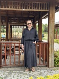 Tensel pamuk etekli Takım siyah