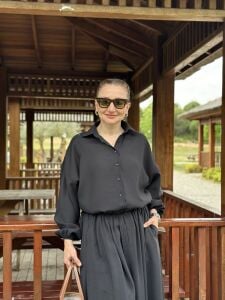 Tensel pamuk etekli Takım siyah