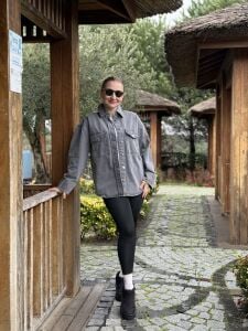 Orjinal Oversize  kot gömlek ceket gri