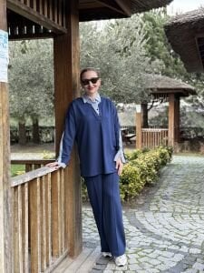 Lacivert Gömlek yakalı Modal takım