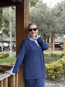 Lacivert Gömlek yakalı Modal takım