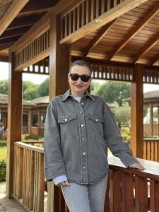 Orjinal Oversize  kot gömlek ceket gri