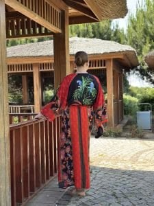 Viskon Tablo tasarım oversize elbise kırmızı