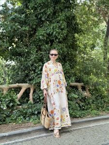 Bej nergiz katleya elbise