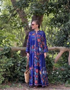 Lacivert nergiz viskon katleya elbise