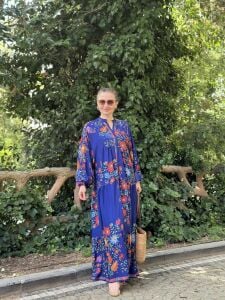 Lacivert nergiz viskon katleya elbise