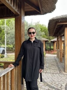 Biyeli tam fermuarlı Takım Siyah