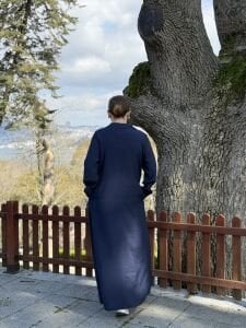 Tensel cepli yaka detaylı Elbise lacivert(kod 25181)