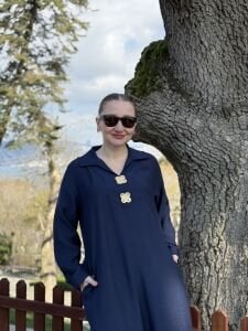 Tensel cepli yaka detaylı Elbise lacivert(kod 25181)