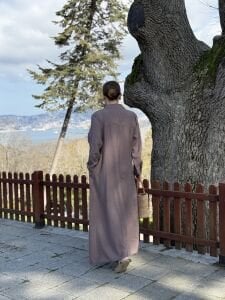 Tensel cepli yaka detaylı Elbise Vizon (kod 25181)