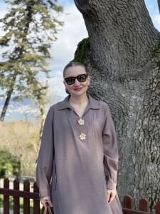 Tensel cepli yaka detaylı Elbise Vizon (kod 25181)