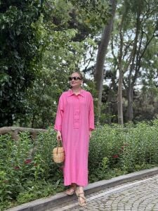 Çilek Pamuk tensel elbise pembe