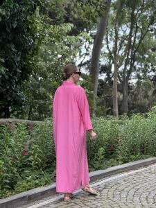 Çilek Pamuk tensel elbise pembe