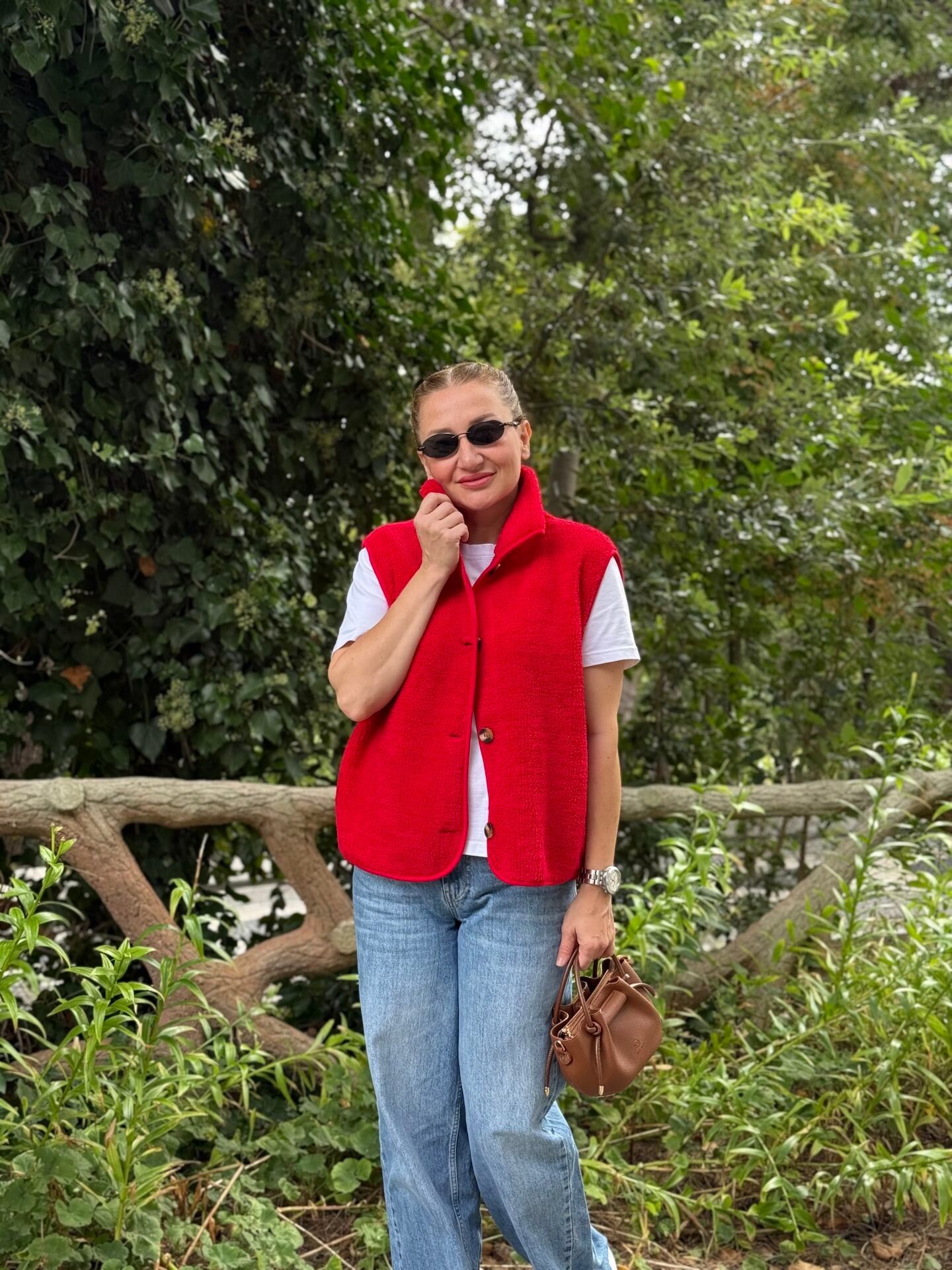 Yakalı Yumoş polar yelek kırmızı